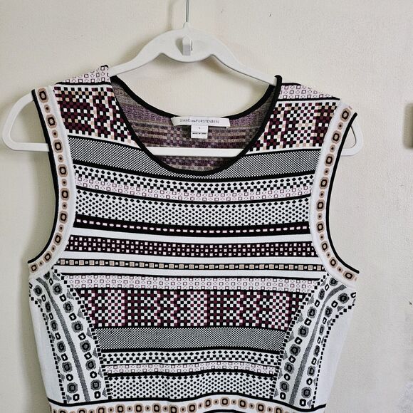 Diane von Furstenberg Eleanor Dress Large Jacquard A-Line Banded DVF NWOT - Picture 5 of 11